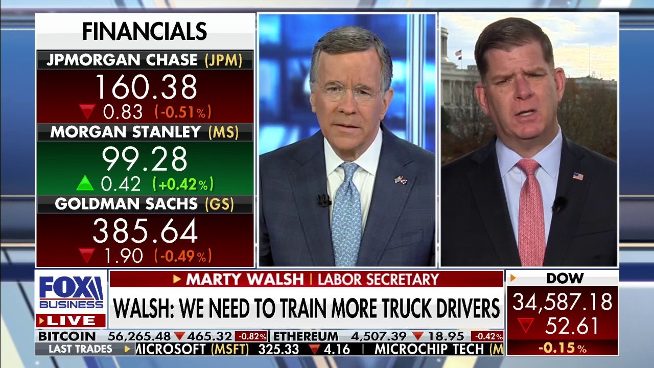 U.S. Department of Labor Secretary Marty Walsh discusses a possible solution that could help the truck driver shortage, supply chain crisis and inflation concerns.